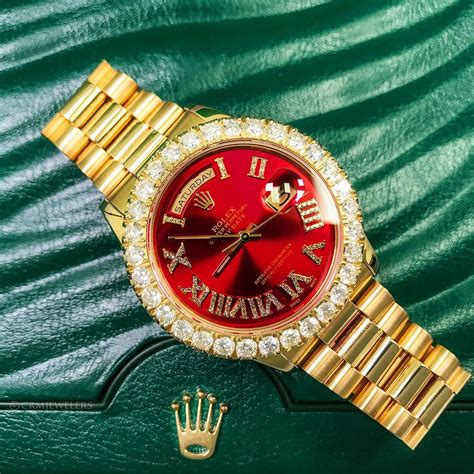 gold rolex presidential red face|rolex day date 228238.